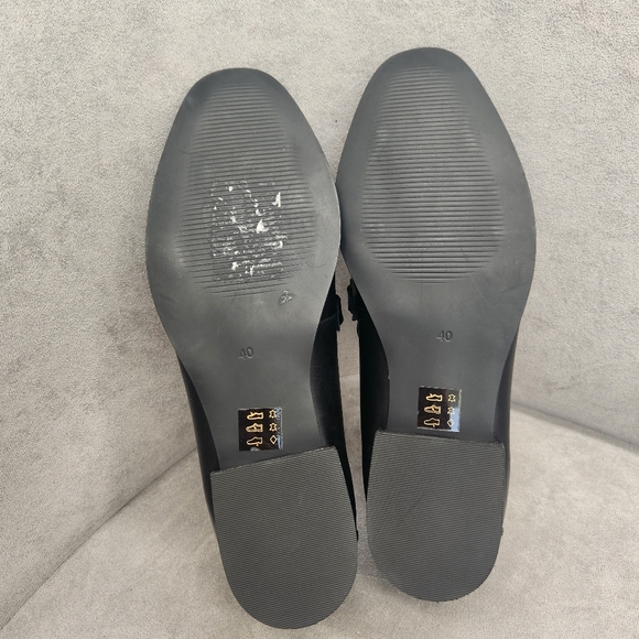 Reiss Dress Loafers 9.5 Black Leather Angela Apron Toe CBK Carolyn New $275 - Picture 15 of 16